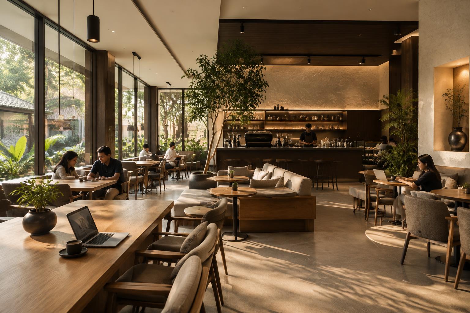 Interior cafe modern yang nyaman untuk bekerja dan bertemu